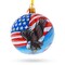 USA Flag and Bald Eagle Glass Ball Christmas Ornament 4 Inches